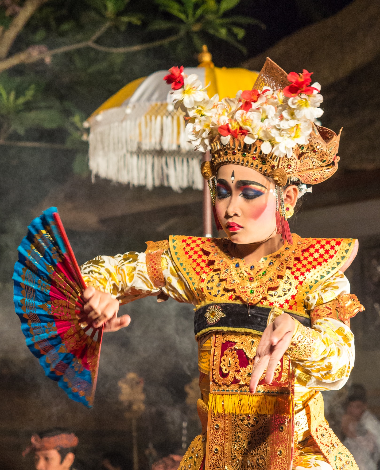 Bali, Indonesia - August, 15 2015: Ethnic girls dancing traditional dance